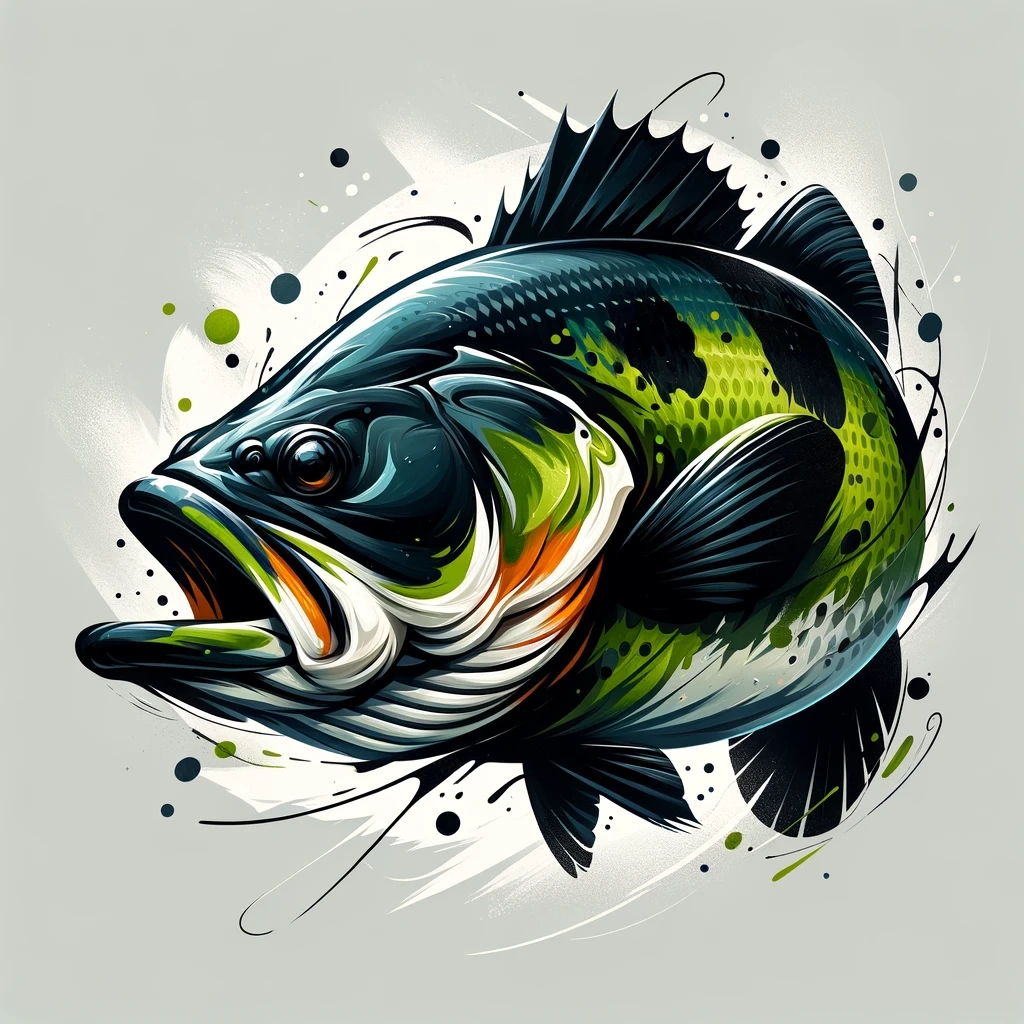 アートと自然の融合 - 水彩のブラックバス