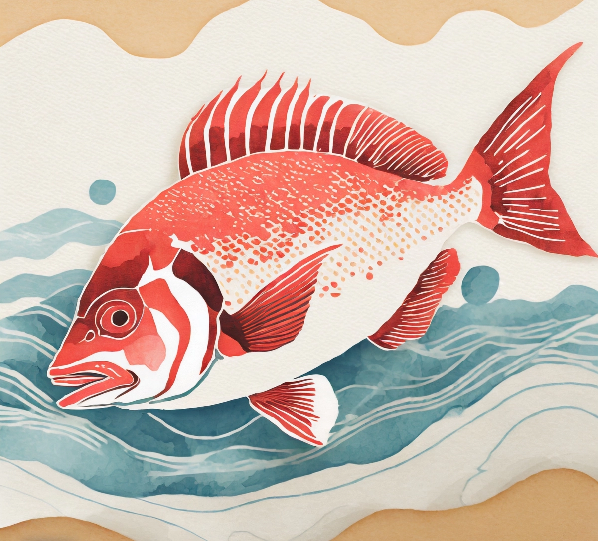 勇ましく遊泳する真鯛